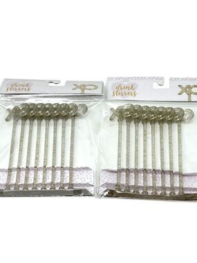 Set of 2 XO Glitter Drink Stirrers Valentine Cocktail Swizzle Sticks Barware